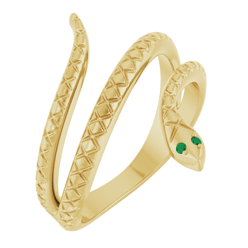 Velora Snake Natural Garnet or Emerald Ring