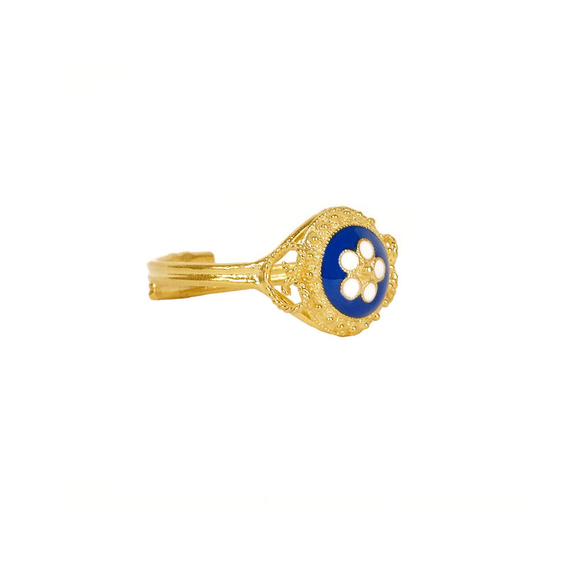 Caramujo Floral Medal Ring 9K Gold