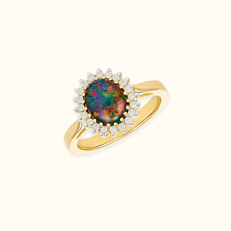 Daisy Halo Opal & Diamond Ring