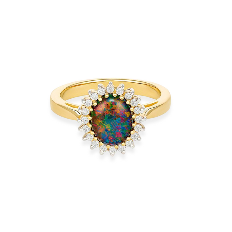 Daisy Halo Opal & Diamond Ring