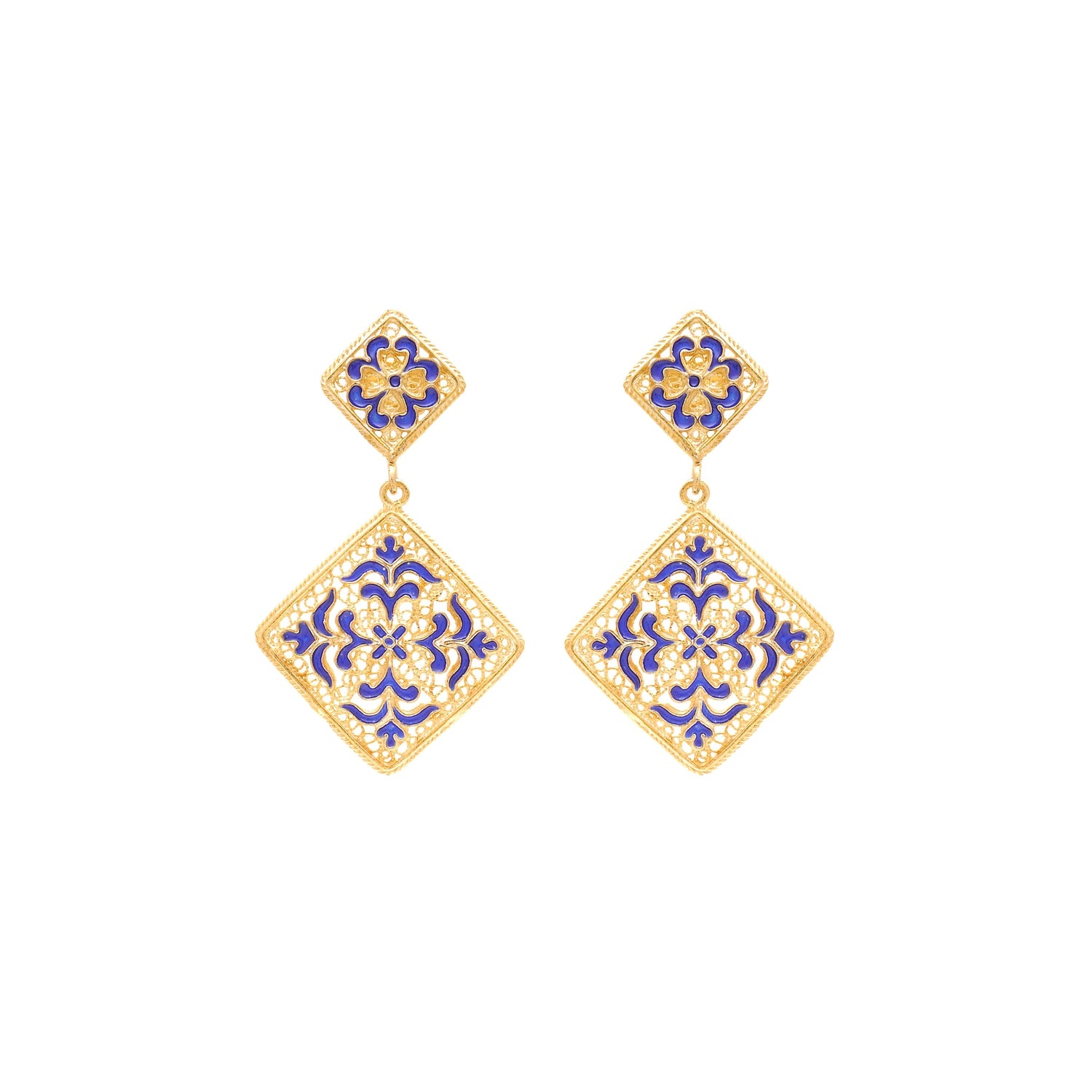 Azulejo Earrings Gold Plated Silver