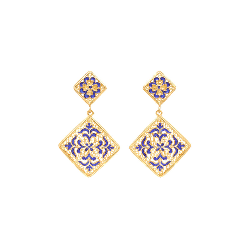 Azulejo Earrings Gold Plated Silver