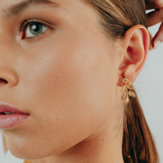 Leaves Filigree Earrings Gold Plated Silver