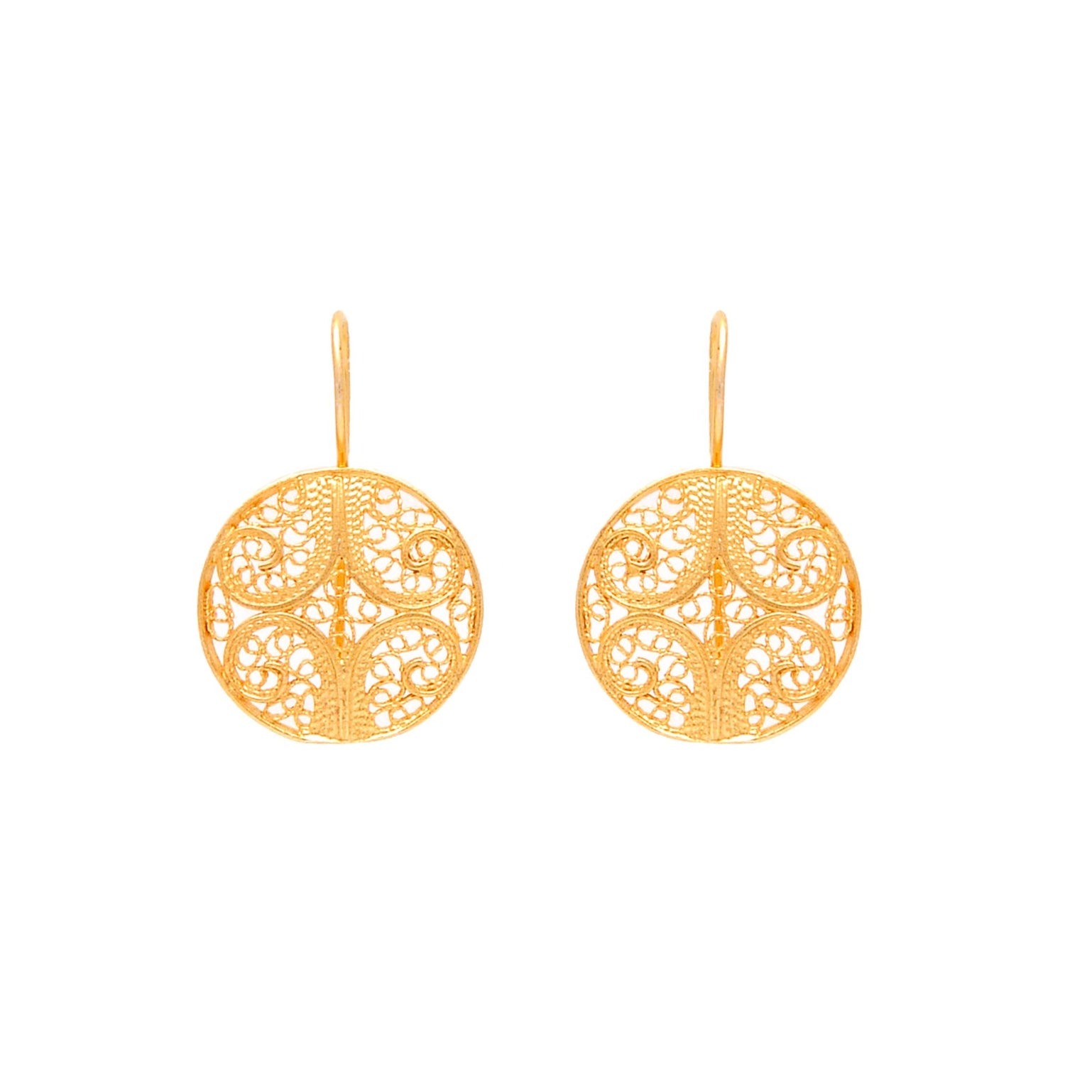 Circle Filigree Earrings Gold Plated Silver