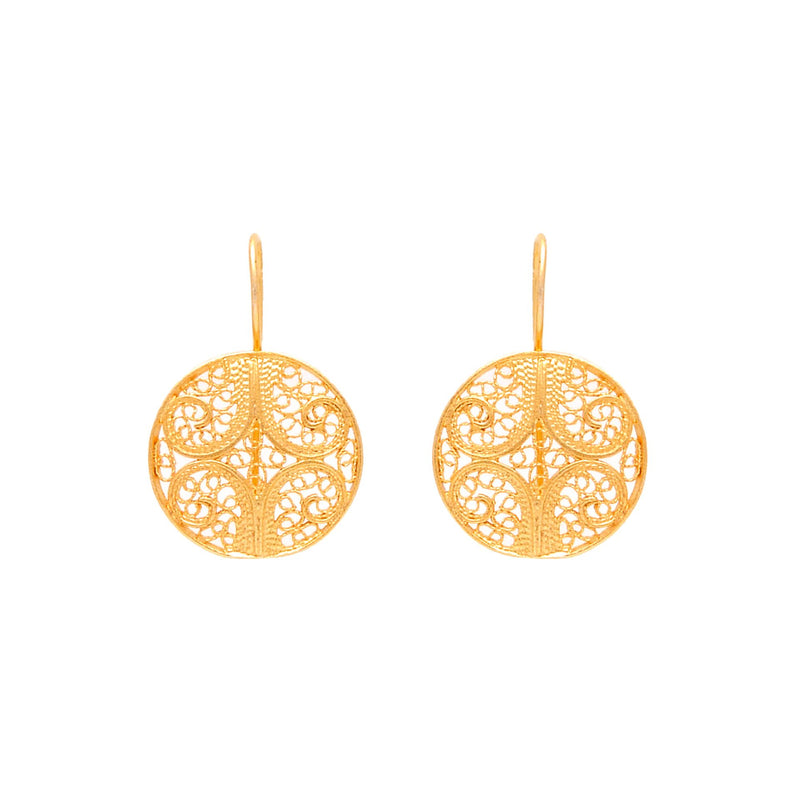 Circle Filigree Earrings Gold Plated Silver