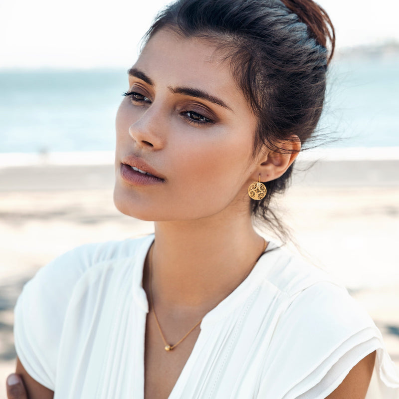 Circle Filigree Earrings Gold Plated Silver