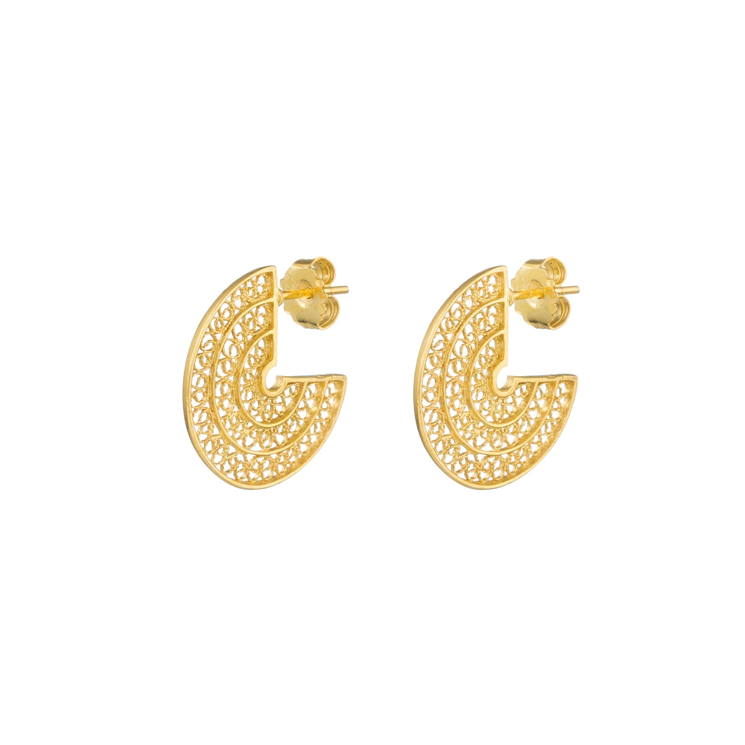 Circles 3/4 Earrings Gold Plated Silver