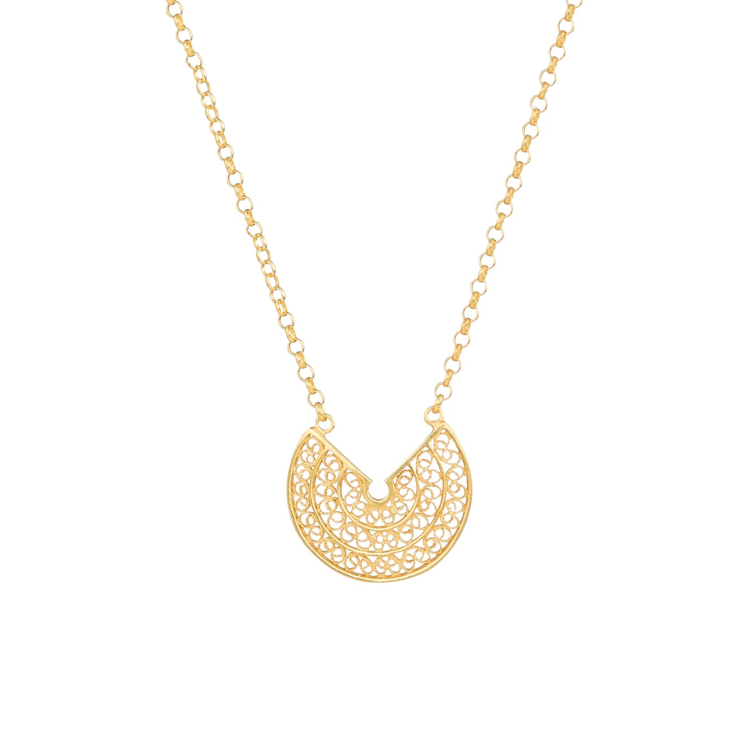 Circles 3/4 Necklace Gold Plated Silver