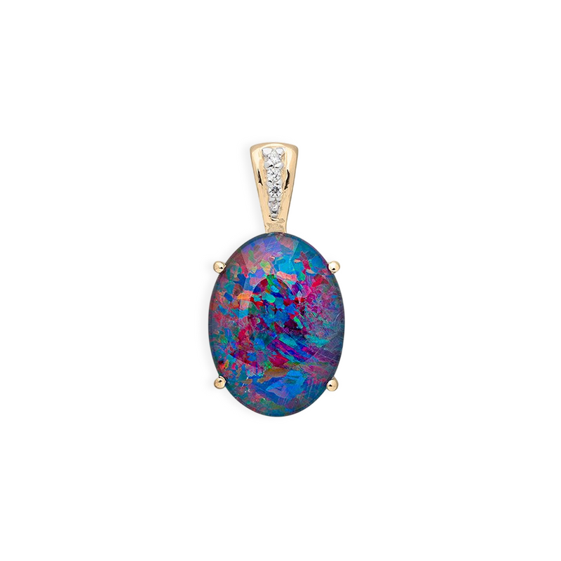 Nebula Opal & Diamond Pendant
