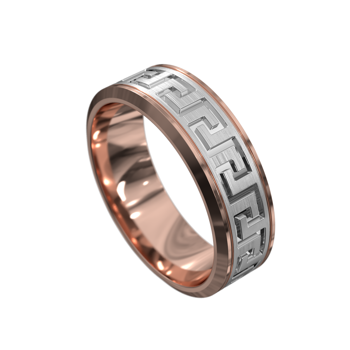 Hector Greek Key Ring (Rose Gold)