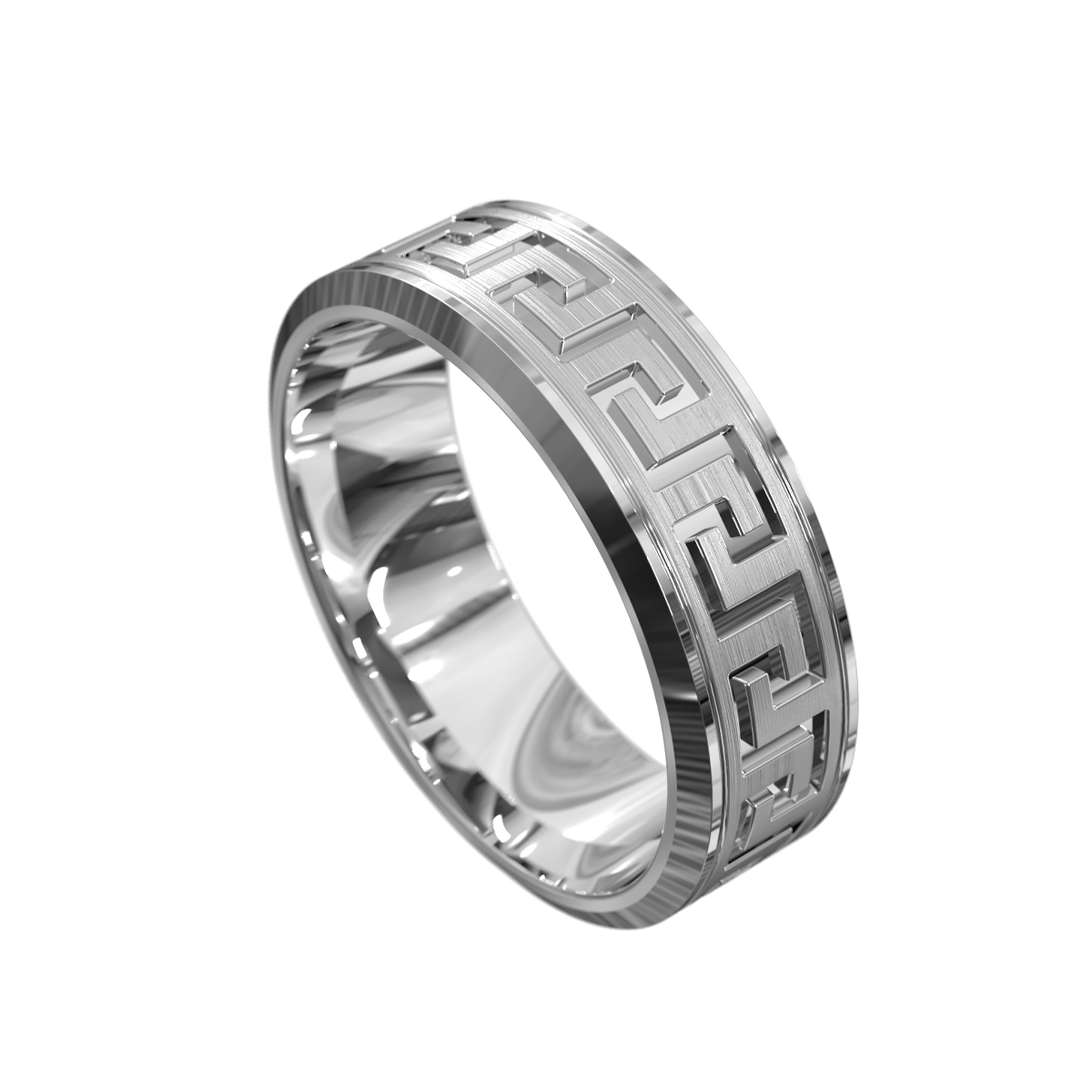 Hector Greek Key Ring (White Gold)