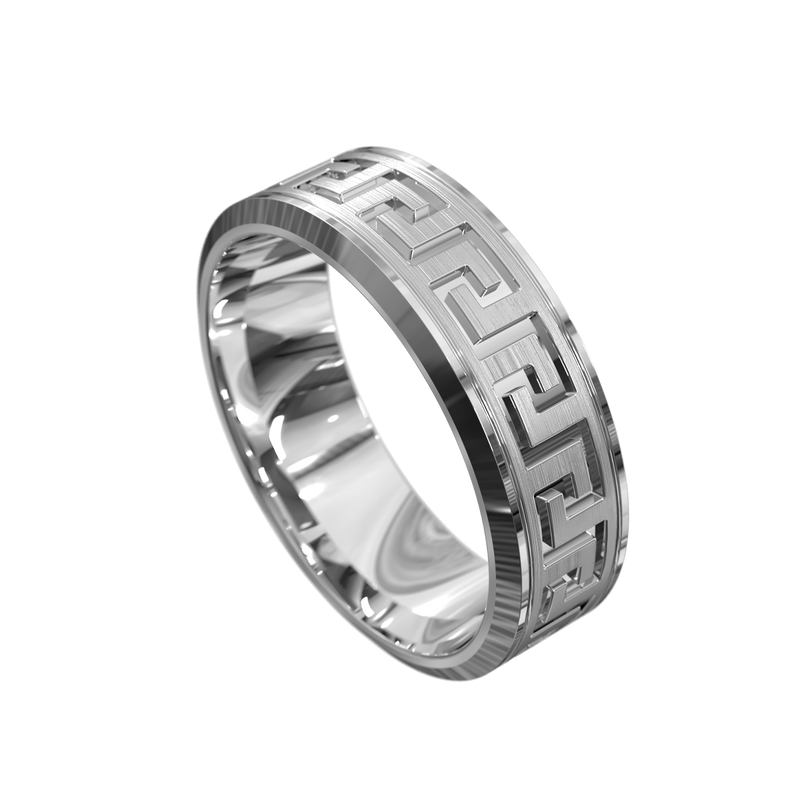 Hector Greek Key Ring (White Gold)