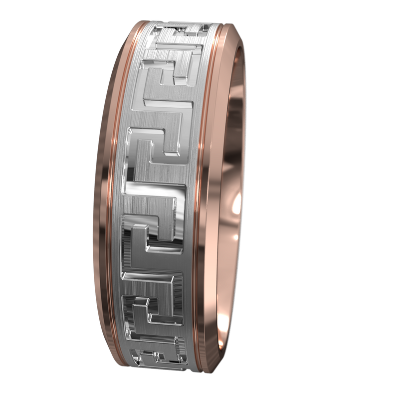 Hector Greek Key Ring (Rose Gold)