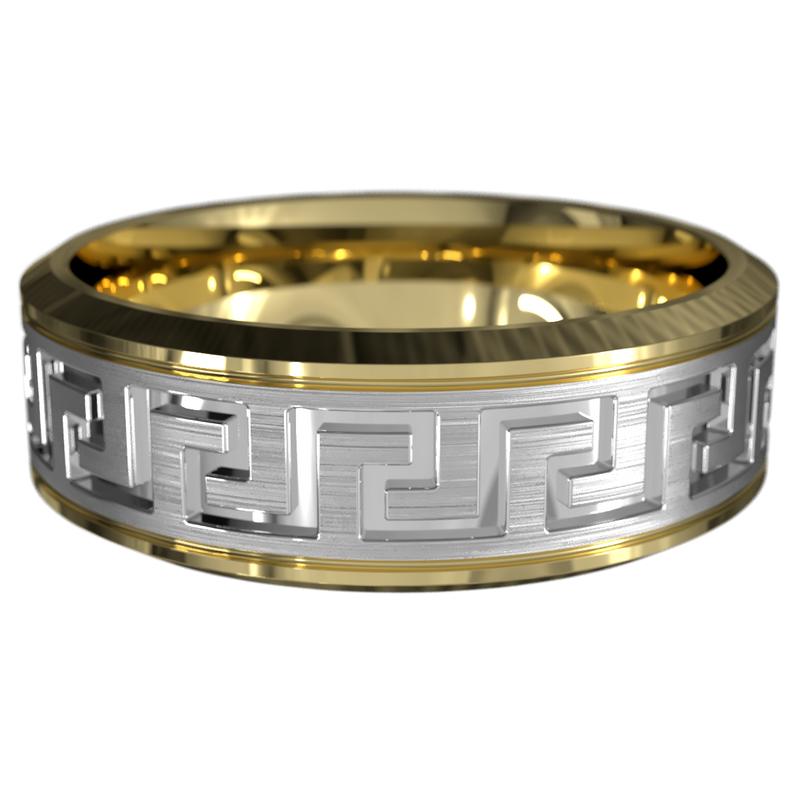 Hector Greek Key Ring (Yellow & White Gold)