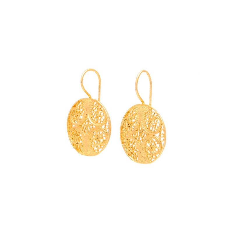 Circle Filigree Earrings Gold Plated Silver