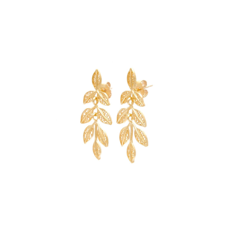 Leaves Filigree Earrings Gold Plated Silver