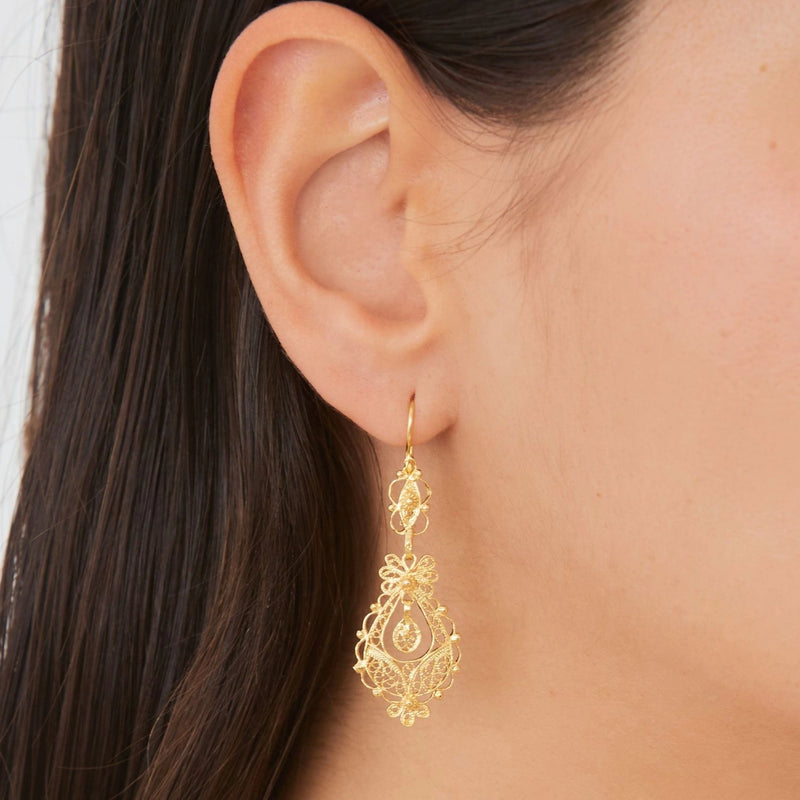 Princess Detail Earrings Gold Plated Silver