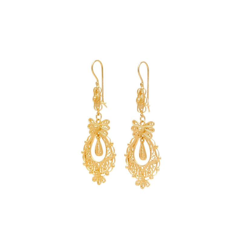 Princess Detail Earrings Gold Plated Silver
