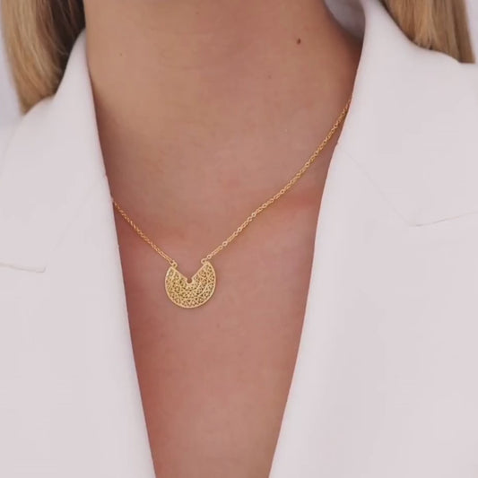 Circles 3/4 Necklace Gold Plated Silver