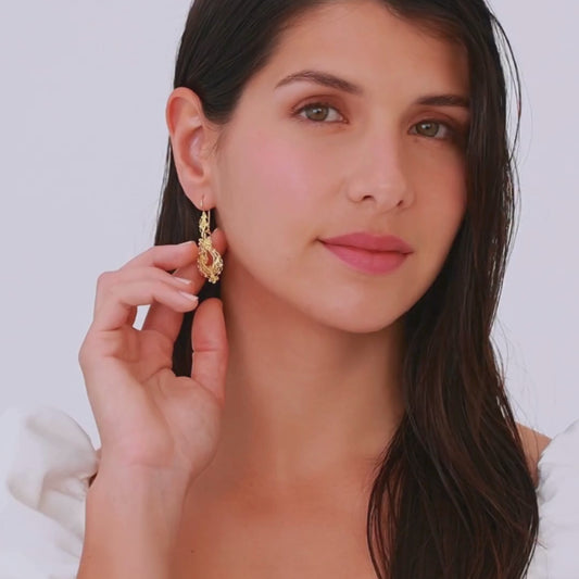 Princess Detail Earrings Gold Plated Silver
