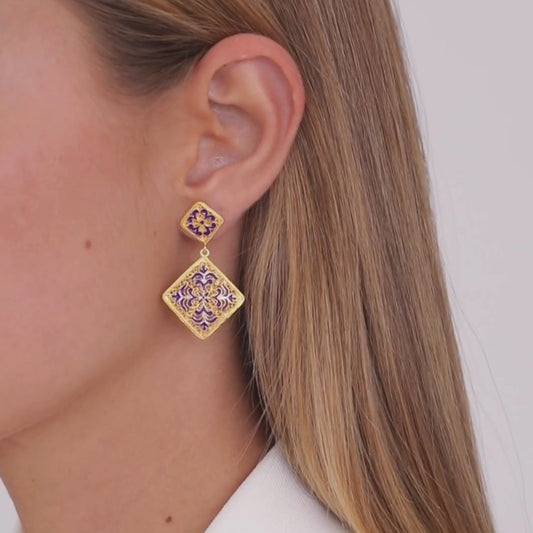 Azulejo Earrings Gold Plated Silver