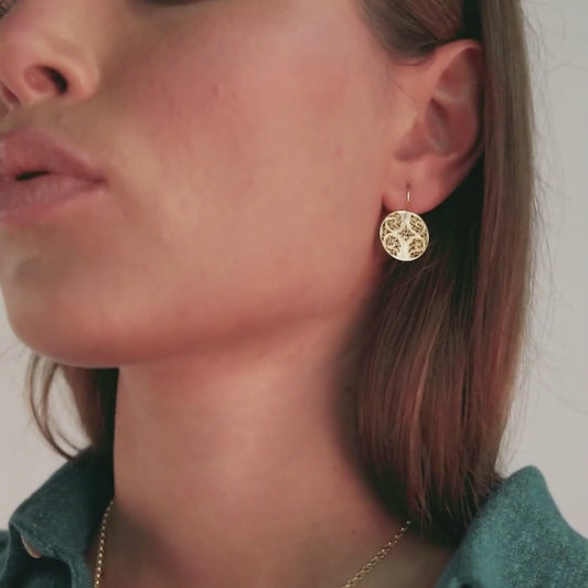 Circle Filigree Earrings Gold Plated Silver