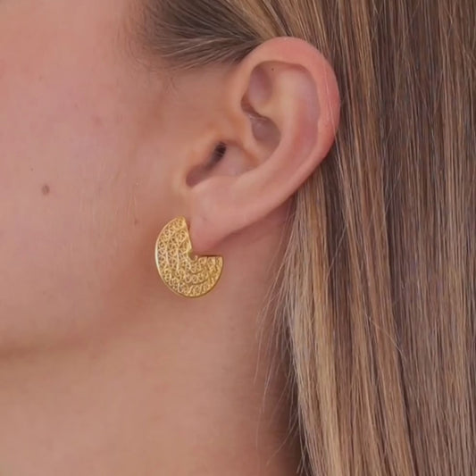 Circles 3/4 Earrings Gold Plated Silver